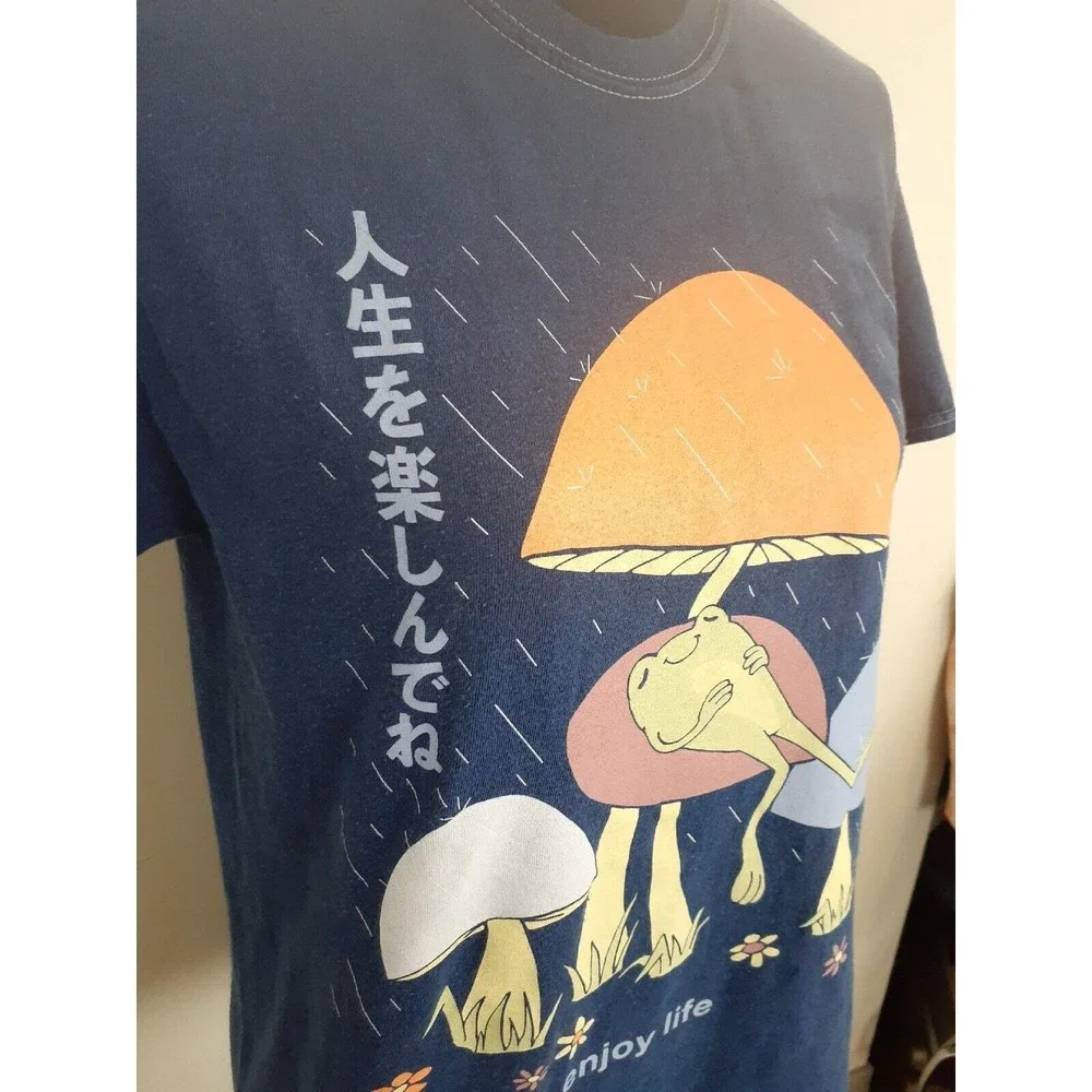 Frog Mushroom T-Shirt Enjoy Life Blue Women S Hot Topic Graphic SOLD ON EBAY - Picture 3 of 9